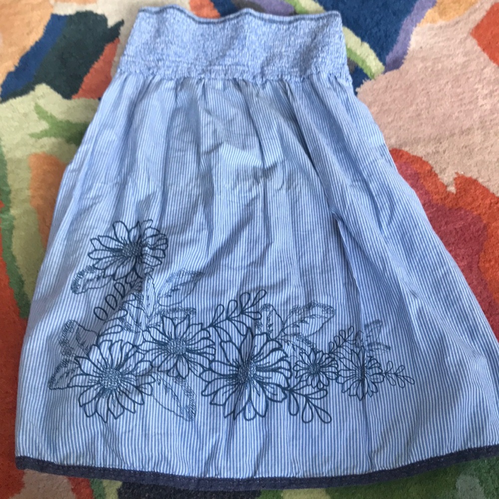 Blue Stripe and Floral Swim Coverup
